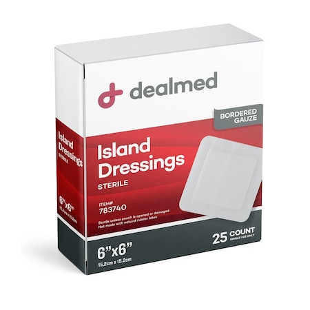 Dealmed Island Dressing, Sterile, 6" X 6", 25/Bx, 6/Cs, 150PK 783740